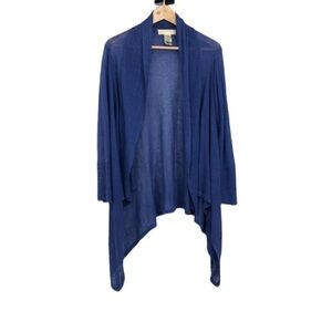 Ronit Zilkha Cobalt blue 100% Linen waterfall draped  long sleeve open cardigan